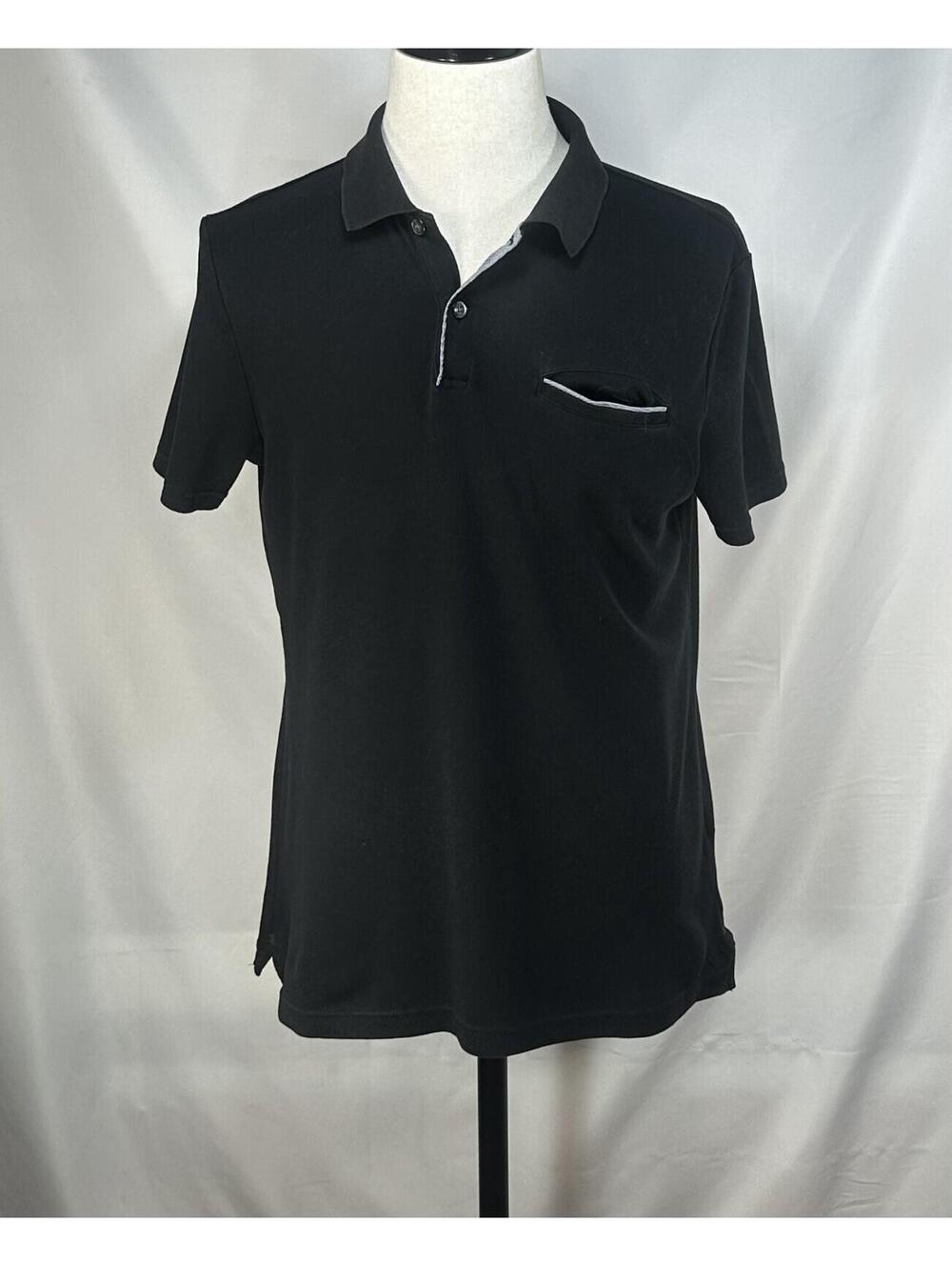 Banana Republic Slim Dress 1/4 Button Polo Shirt Black Men L